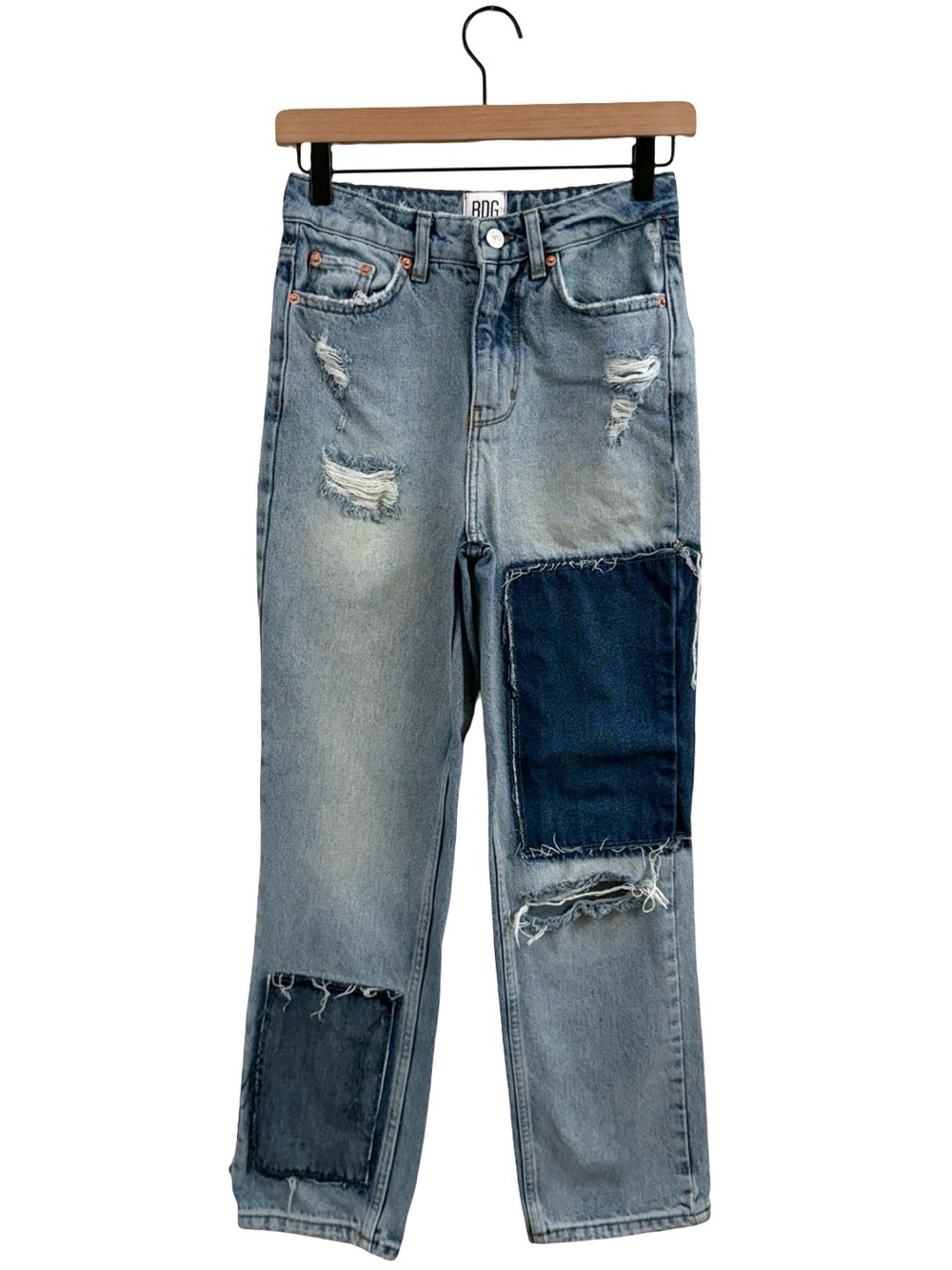 BDG Size 25 Two-Tone Patchwork Jeans - Light & Dark Blue